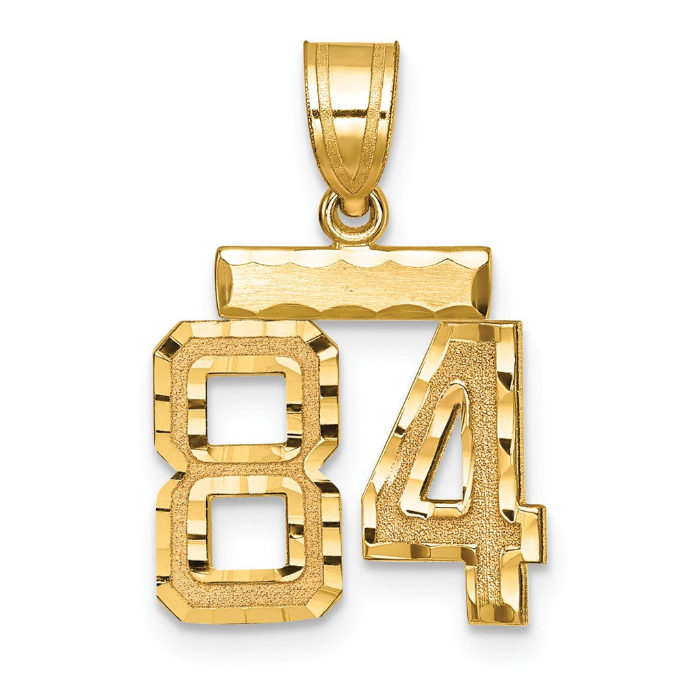 14k Yellow Gold Small Brushed Diamond-cut Number 84 Charm Pendant