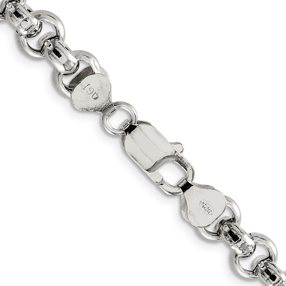 Sterling Silver 7.75mm Semi-solid Rolo Chain Necklace 18"