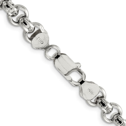 Sterling Silver 7.75mm Semi-solid Rolo Chain Necklace 18"