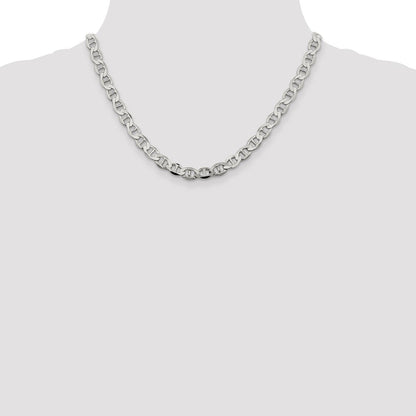 Sterling Silver 8.9mm Flat Anchor Chain Necklace 18"