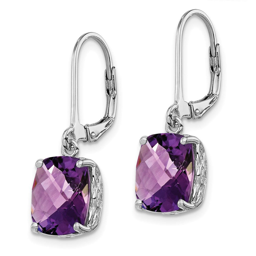 Sterling Silver Rhodium-plated Amethyst Dangle Earrings
