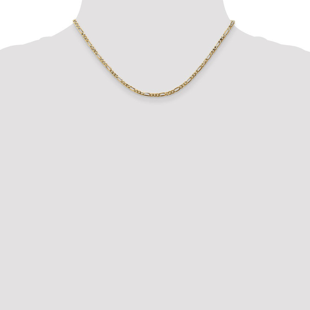 14k Yellow Gold 2.75mm Flat Figaro with Lobster Clasp Chain Necklace 16"