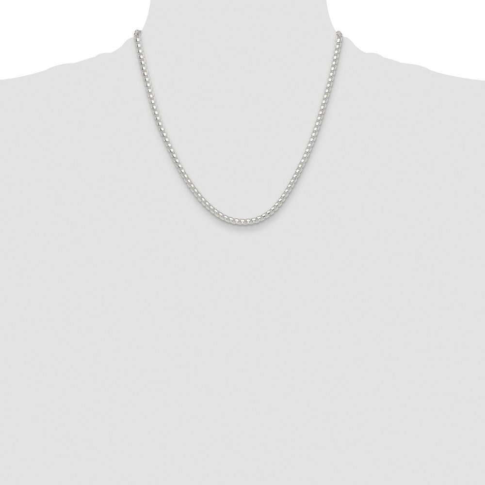 Sterling Silver Rhodium-plated Polished 4mm Round Box Chain Necklace 20"