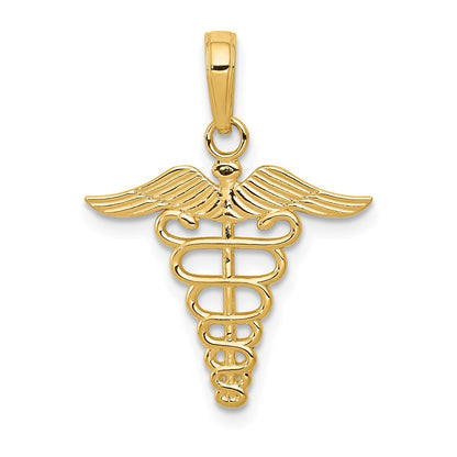 14k Yellow Gold Caduceus Charm Pendant