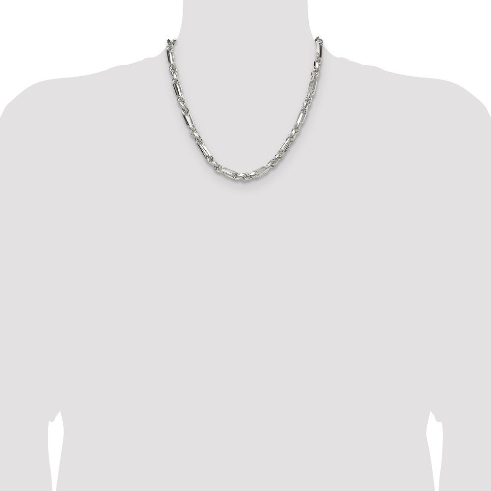 Sterling Silver 6mm Diamond-Cut Figarope Chain Necklace 20"