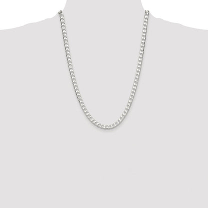 Sterling Silver 5.75mm Diamond-Cut Square Curb Chain Necklace 24"