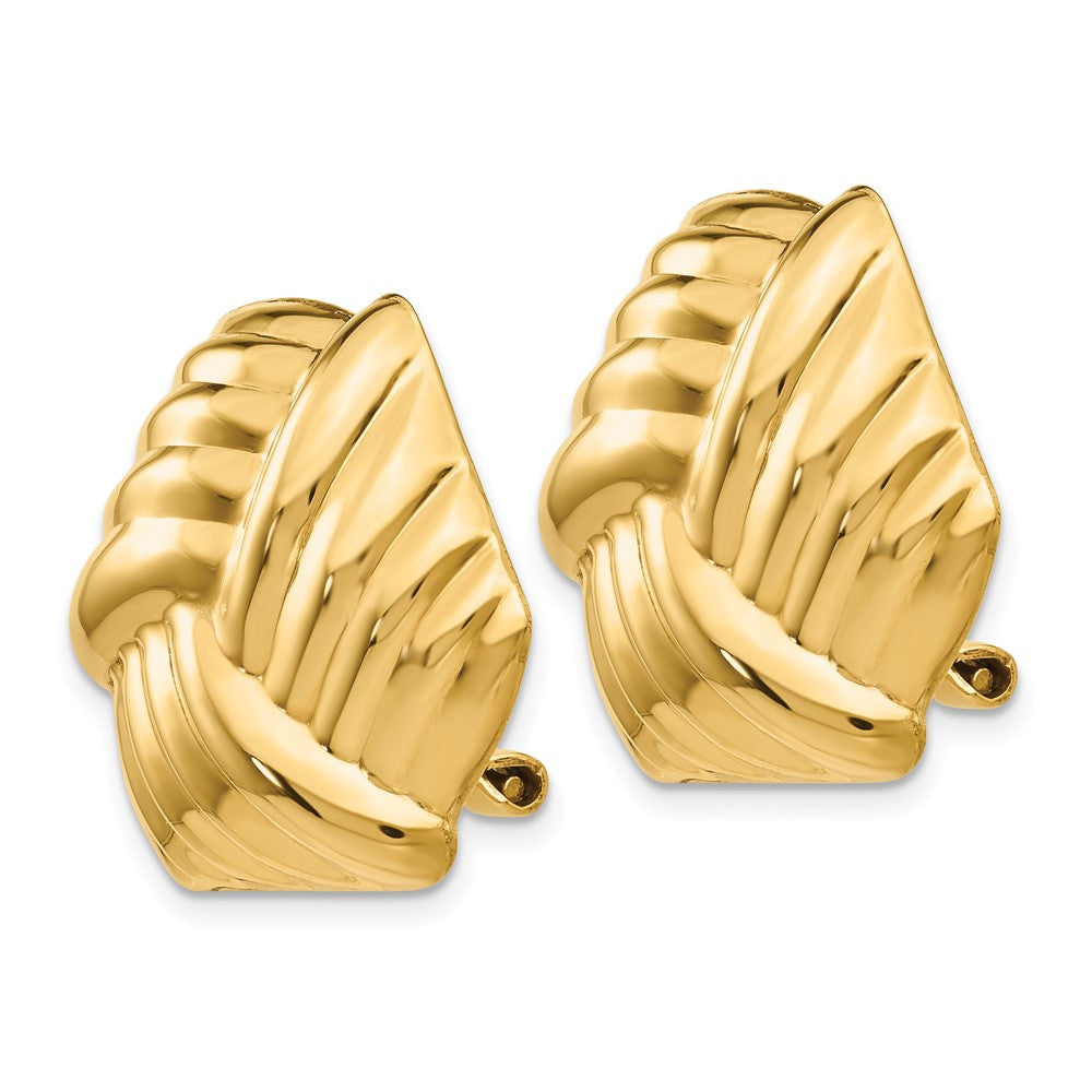 14k Yellow Gold Omega Clip Non-pierced Stud Earrings