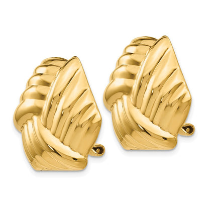 14k Yellow Gold Omega Clip Non-pierced Stud Earrings