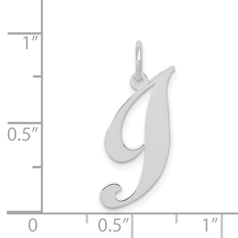 14k White Gold Small Fancy Script Letter I Initial Charm Pendant