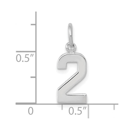 14k White Gold Small Polished Number 2 Charm Pendant