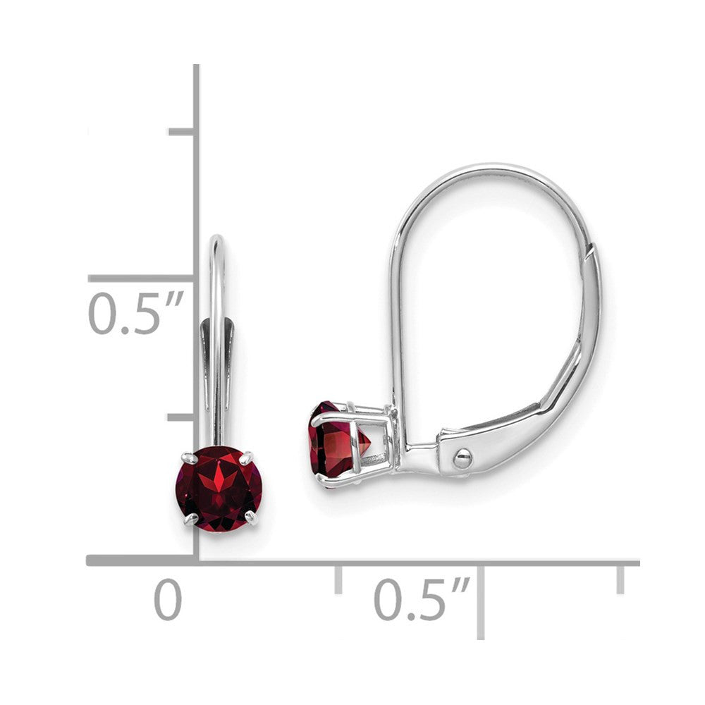 14k White Gold 4mm Garnet/January Dangle Earrings