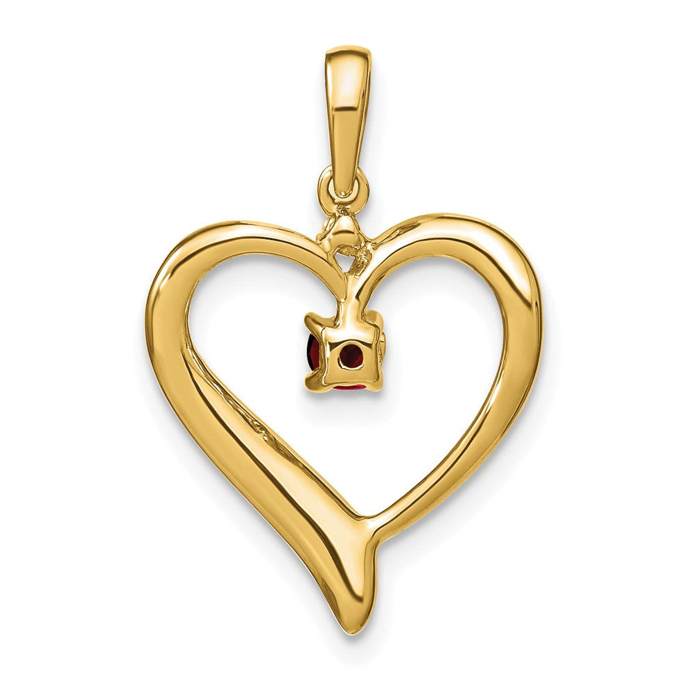 14k Yellow Gold Garnet and Diamond Heart Pendant
