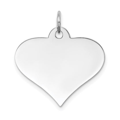 14k White Gold Plain .027 Gauge Engraveable Heart Disc Charm Pendant