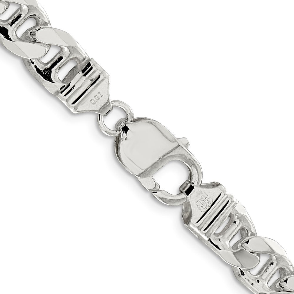 Sterling Silver 9mm Diamond-Cut Flat Anchor Curb Chain Necklace 22"