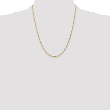 14k Yellow Gold 2mm Ultra Diamond-cut Rope Chain Necklace 22"