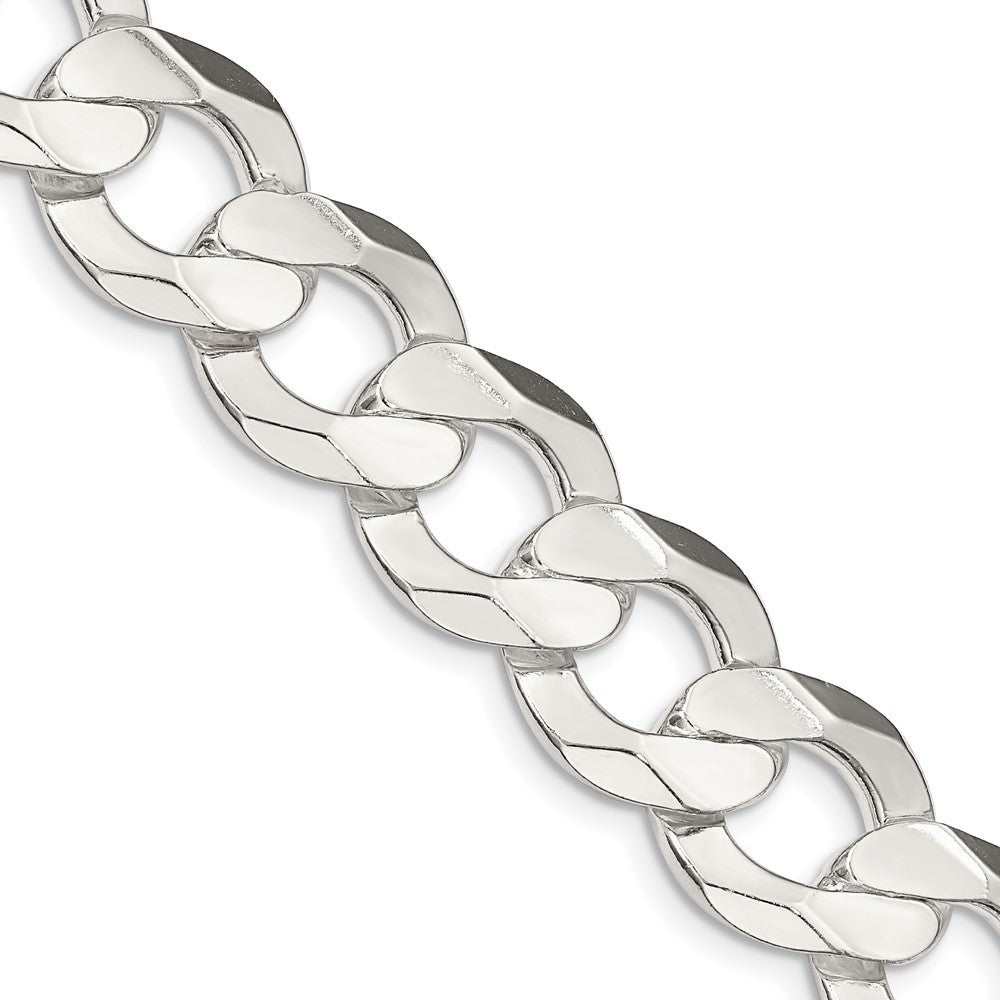 Sterling Silver 14.0mm Concave Beveled Curb Chain Necklace 20"