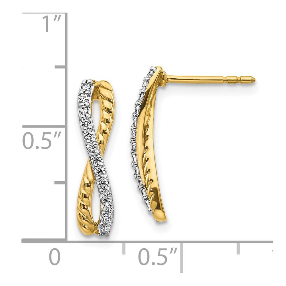 14k Two-tone Diamond Fancy Twist Drop & Dangle Earrings