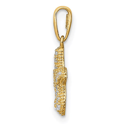 14k Yellow Gold Cubic Zirconia Starfish Pendant