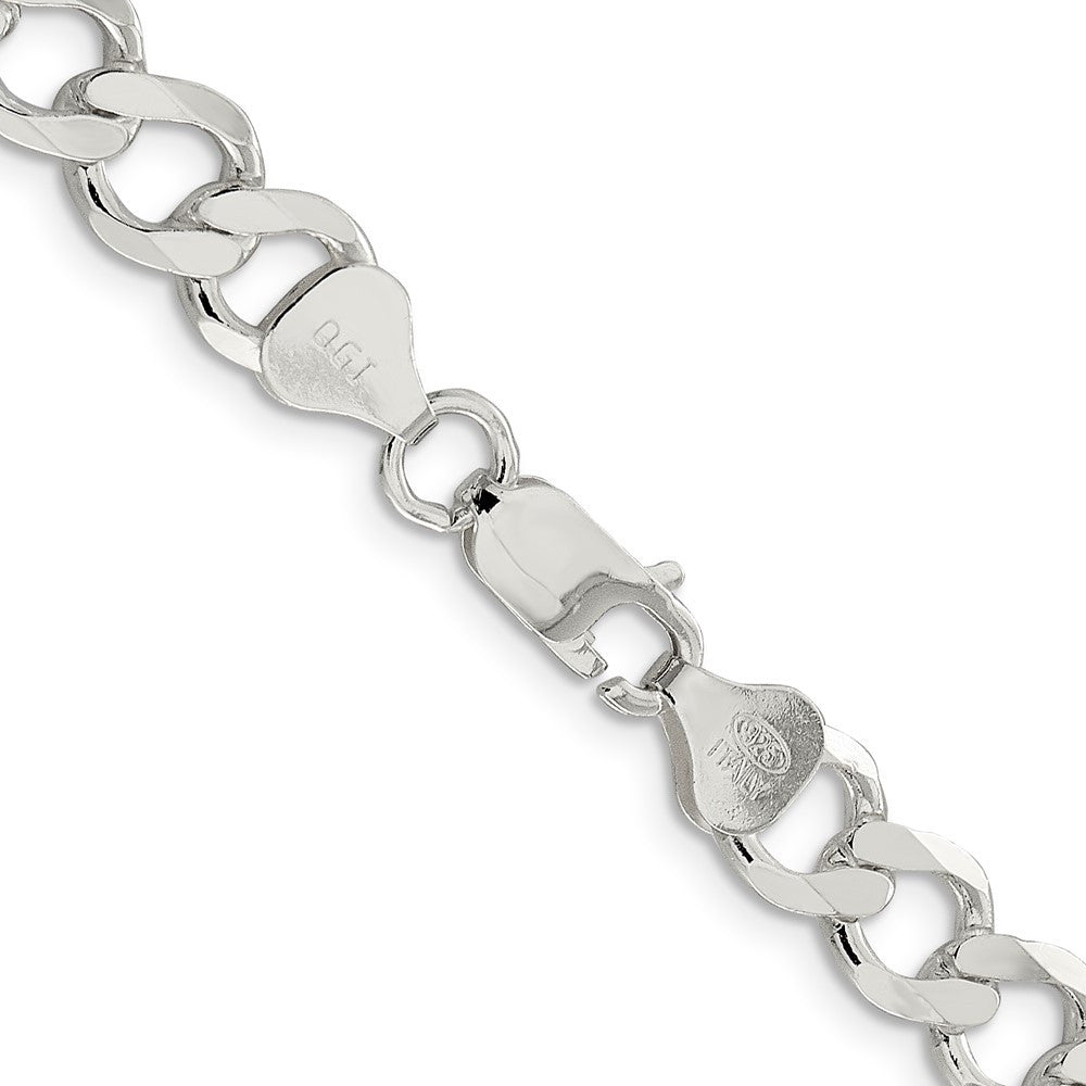 Sterling Silver 8.1mm Semi-solid Flat Curb Chain Necklace 24"