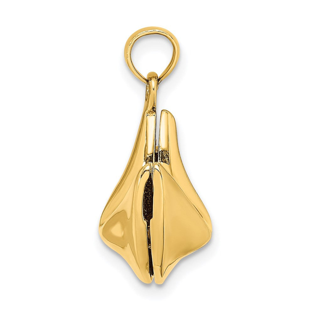 14k Yellow Gold 3-D Opens Fortune Cookie Charm Pendant