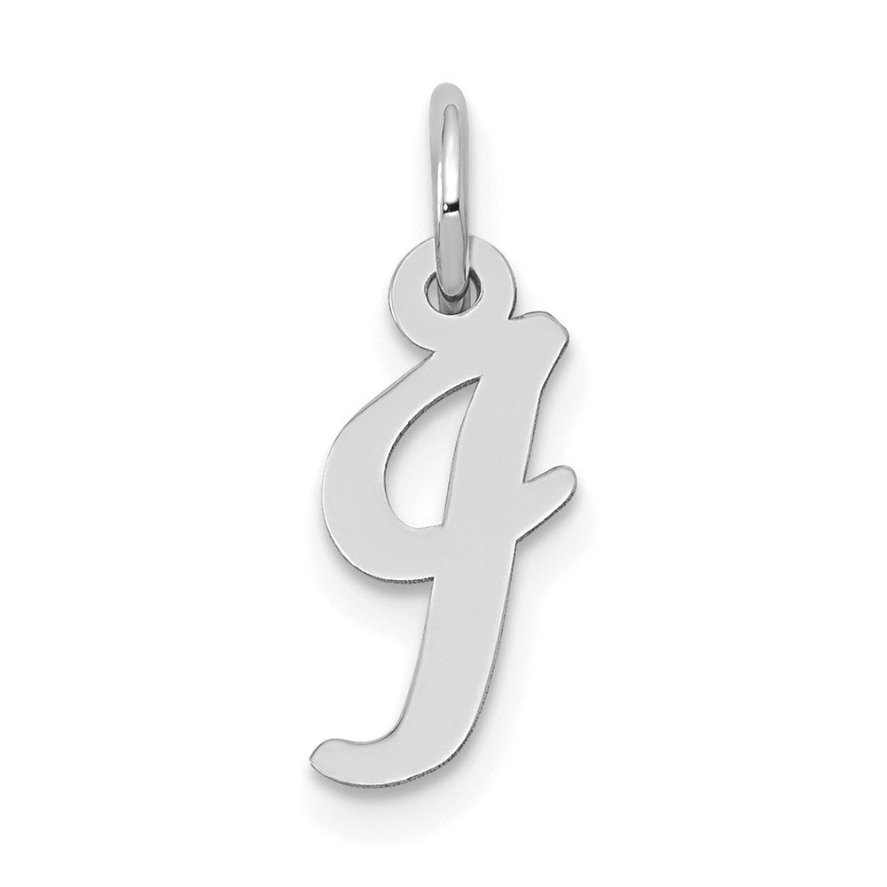 14k White Gold Small Script Letter I Initial Charm Pendant