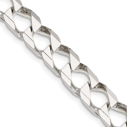Sterling Silver 8.6mm Diamond-Cut Square Curb Chain Necklace 22"