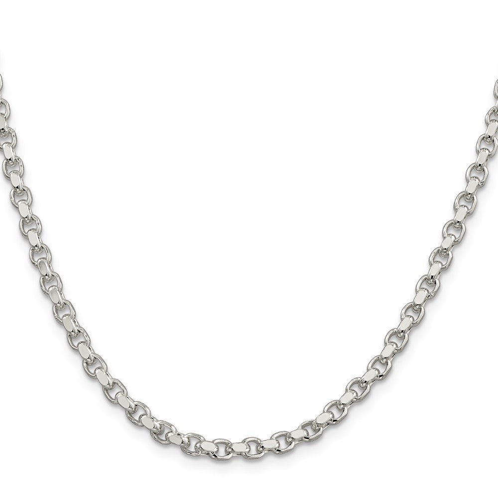 Sterling Silver 4mm Diamond-cut Rolo Chain Necklace 20"