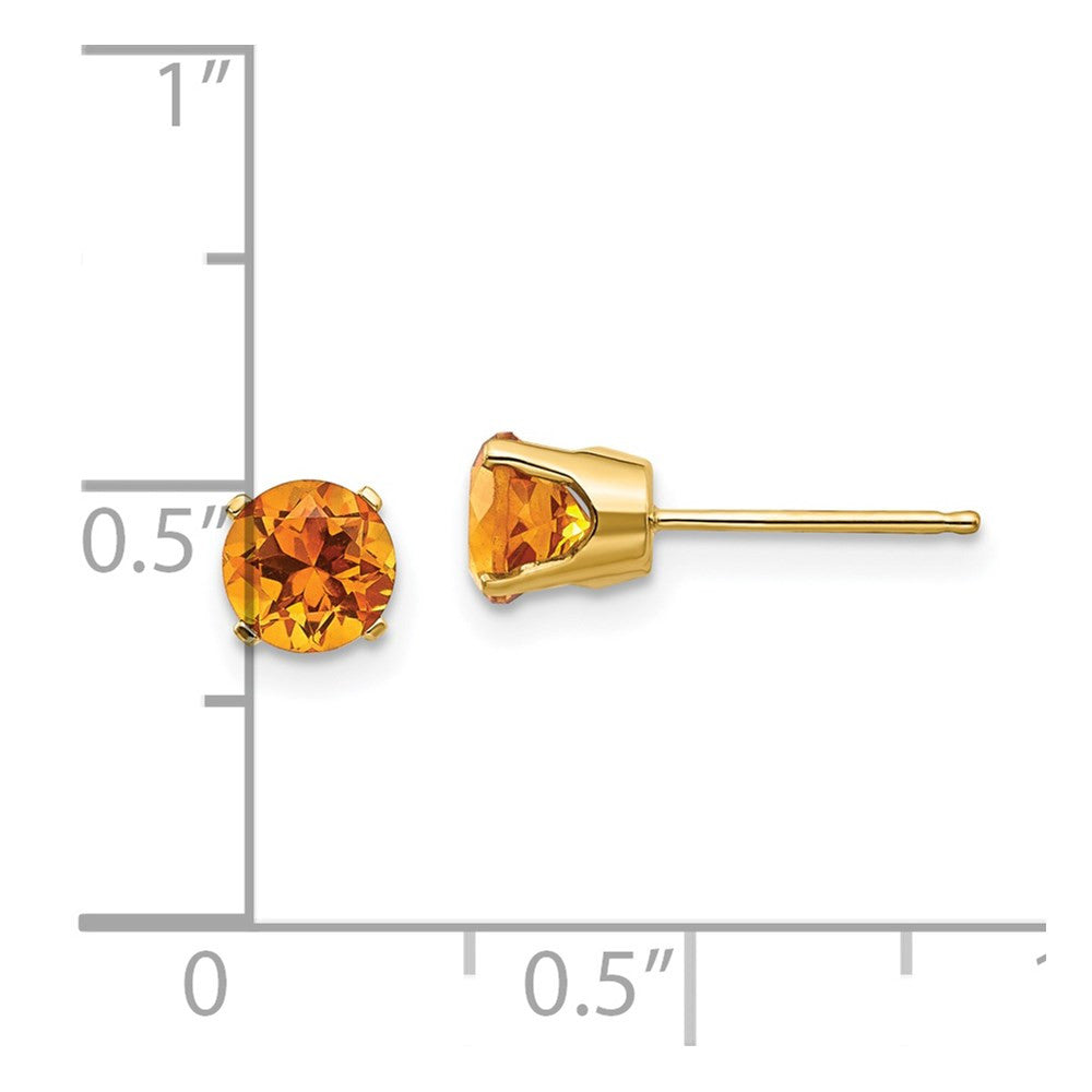 14k Yellow Gold 5mm Citrine Stud Earrings - November