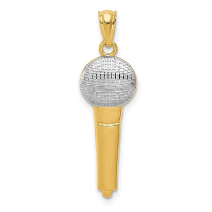 14k Yellow Gold and Rhodium Microphone Pendant