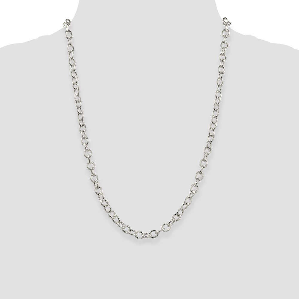 Sterling Silver 6.8mm Oval Cable Chain Necklace 24"