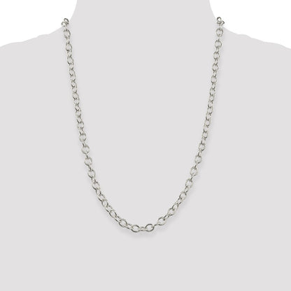 Sterling Silver 6.8mm Oval Cable Chain Necklace 24"