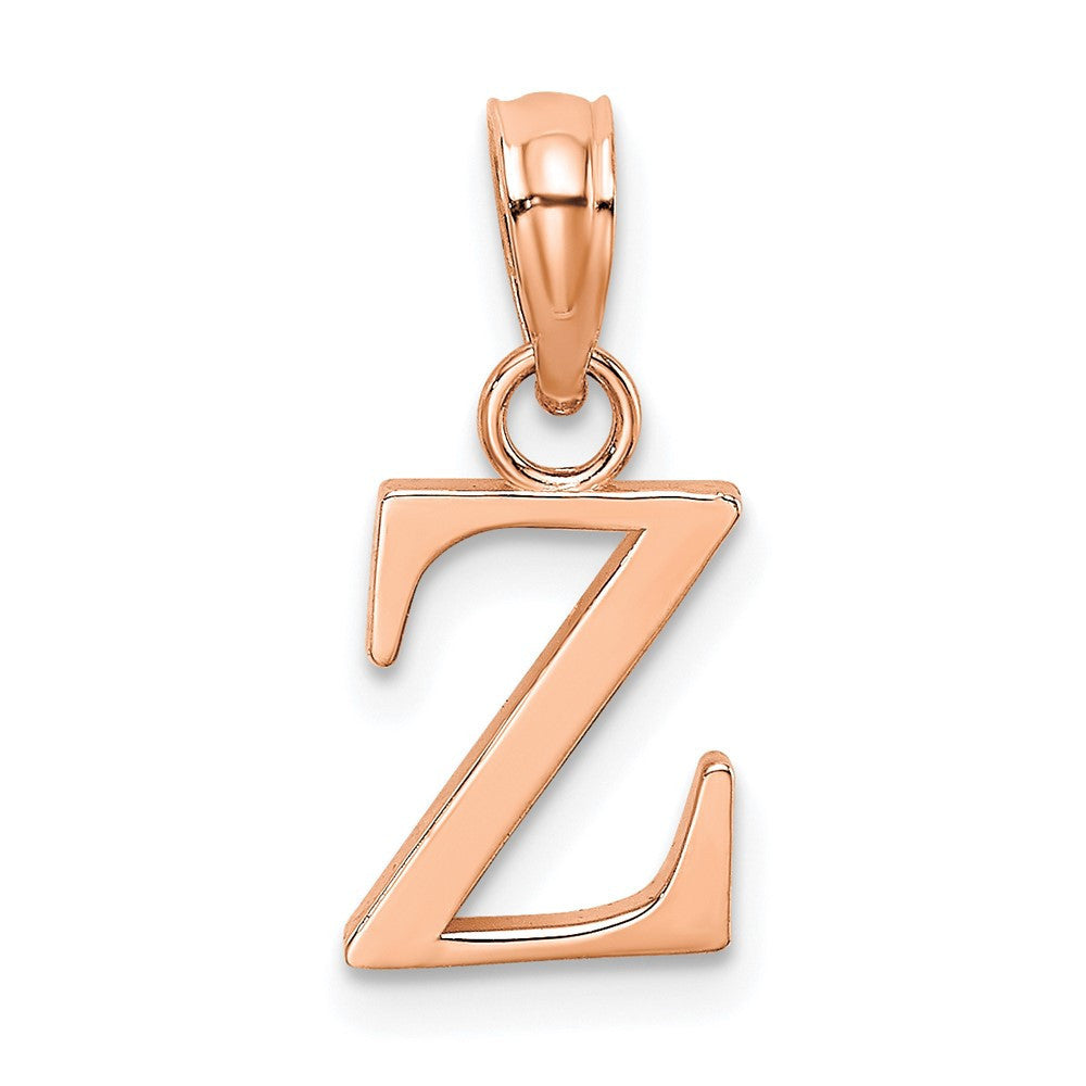 14K Rose Gold Polished Block Letter Z Initial Pendant