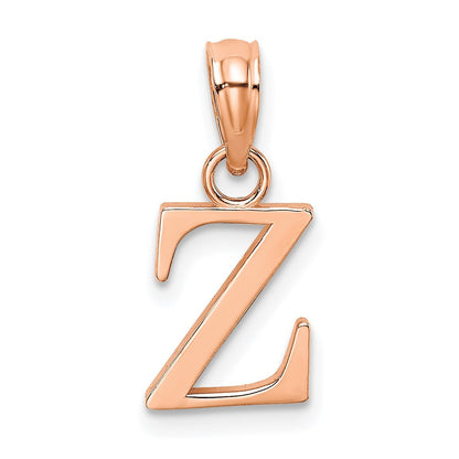 14K Rose Gold Polished Block Letter Z Initial Pendant