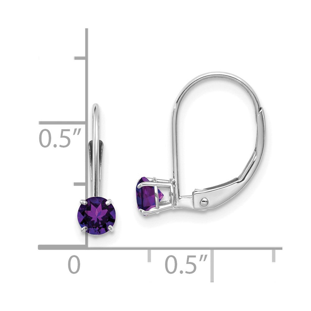 14k White Gold 4mm Amethyst/February Dangle Earrings