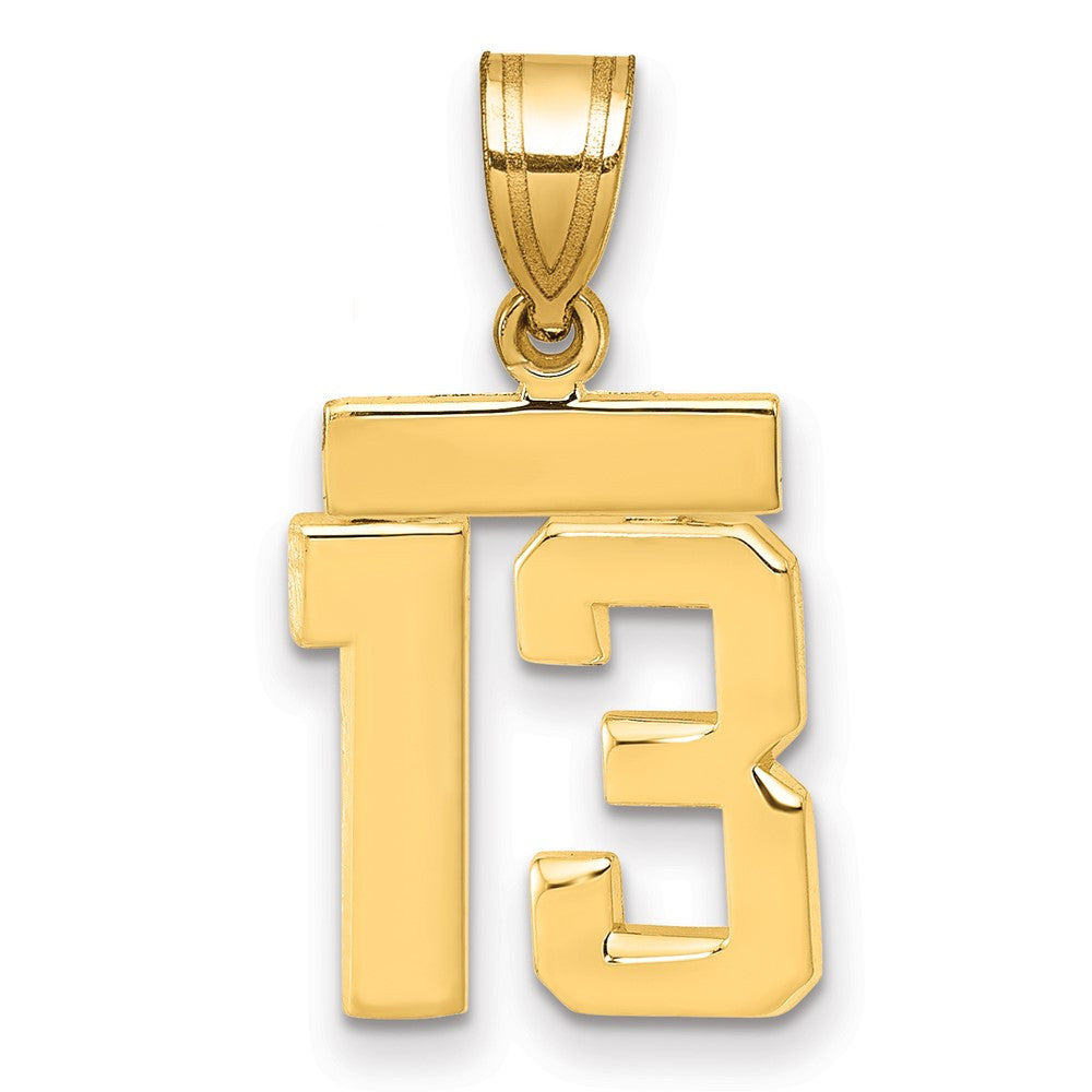 14k Yellow Gold Small Polished Number 13 Charm Pendant