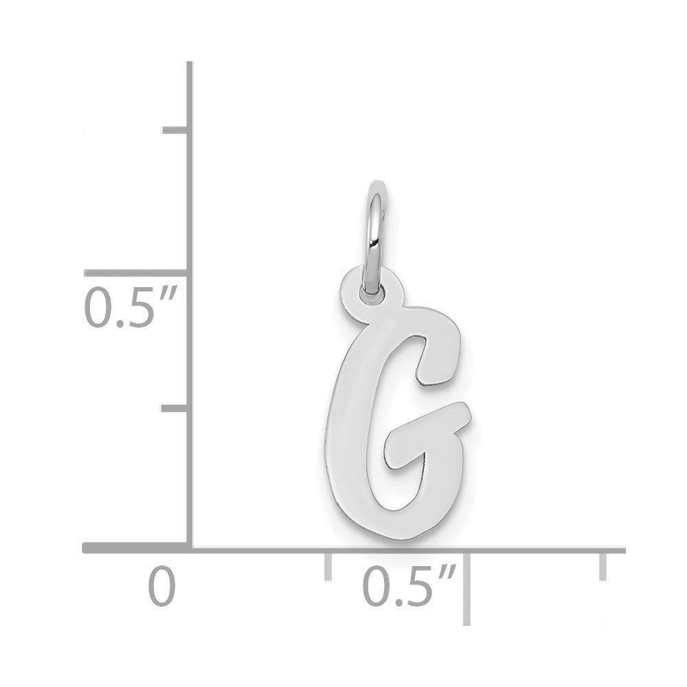 14k White Gold Small Script Letter G Initial Charm Pendant