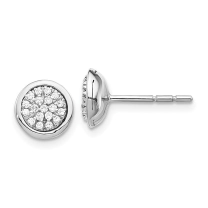 14k White Gold Diamond Cluster Stud Earrings