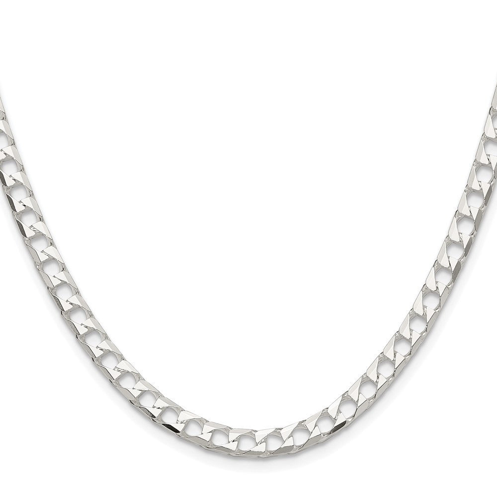 Sterling Silver Rhodium-plated 5mm Diamond-Cut Square Curb Chain Necklace 22"