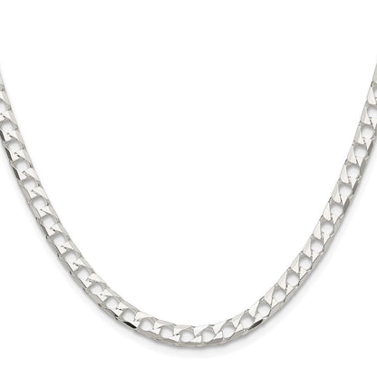 Sterling Silver Rhodium-plated 5mm Diamond-Cut Square Curb Chain Necklace 22"