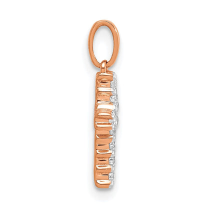 14k Rose Gold Diamond Latin Cross Pendant