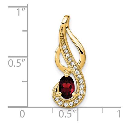 14k Yellow Gold Garnet and Diamond Swirl Pendant