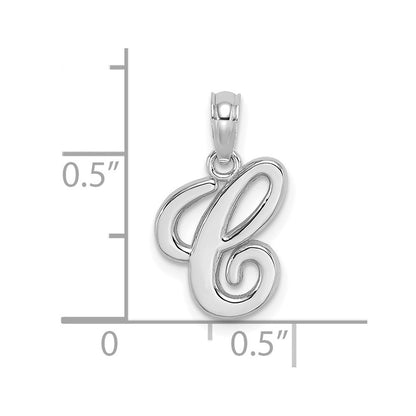 14k White Gold Script Letter C Initial Pendant