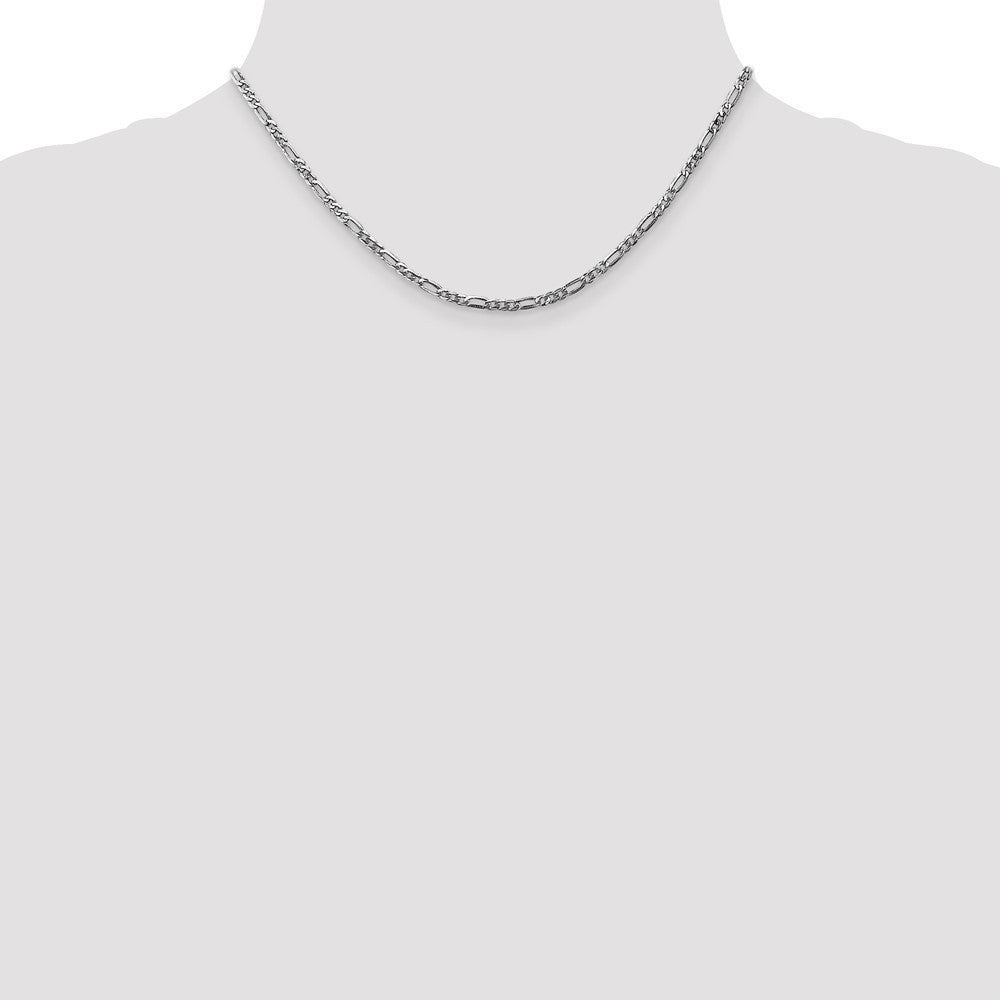 14K White Gold 2.75mm Flat Figaro with Lobster Clasp Chain Necklace 16"
