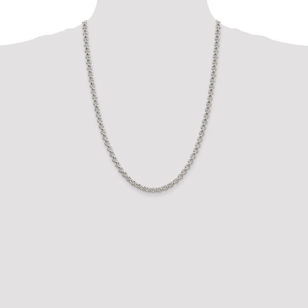 Sterling Silver Rhodium-plated 5mm Rolo Chain Necklace 24"