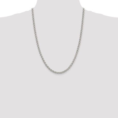 Sterling Silver Rhodium-plated 5mm Rolo Chain Necklace 24"