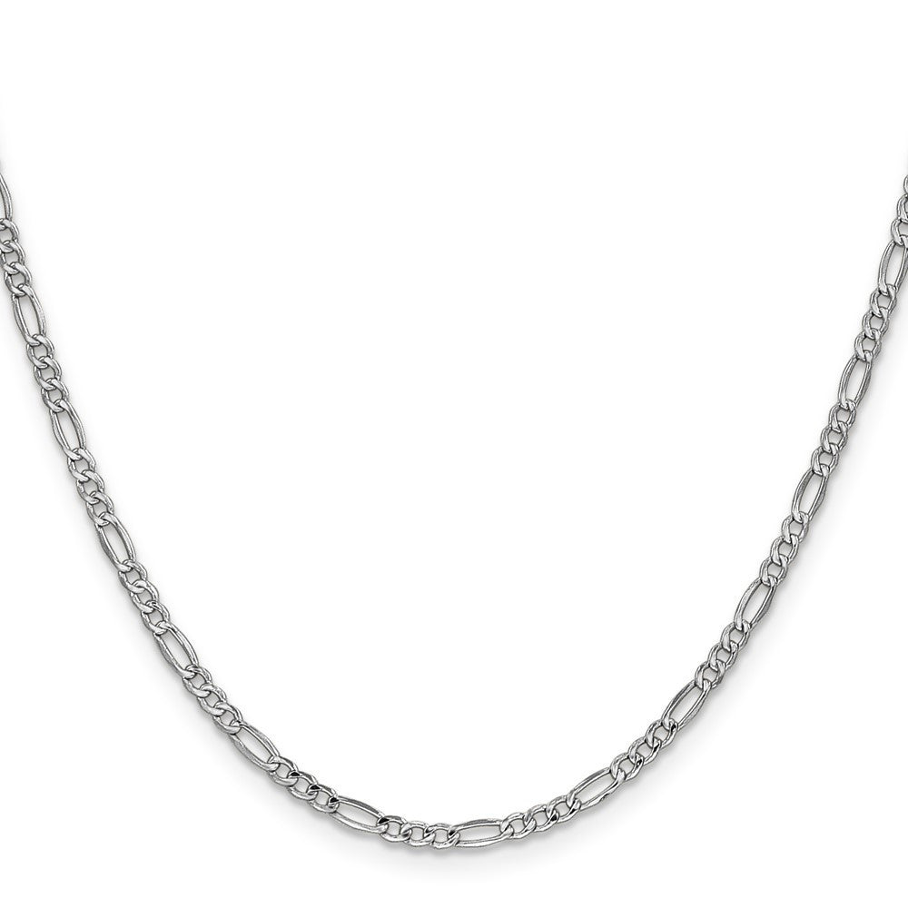 14K White Gold 2.5mm Semi-Solid Figaro with Lobster Clasp Chain Necklace 24"