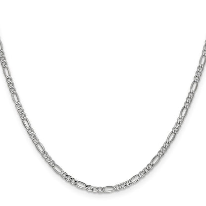 14K White Gold 2.5mm Semi-Solid Figaro with Lobster Clasp Chain Necklace 24"