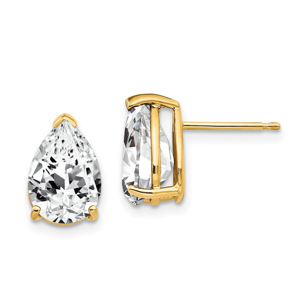 14k Yellow Gold 10x7mm Pear Cubic Zirconia Stud Earrings