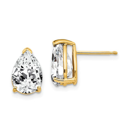 14k Yellow Gold 10x7mm Pear Cubic Zirconia Stud Earrings