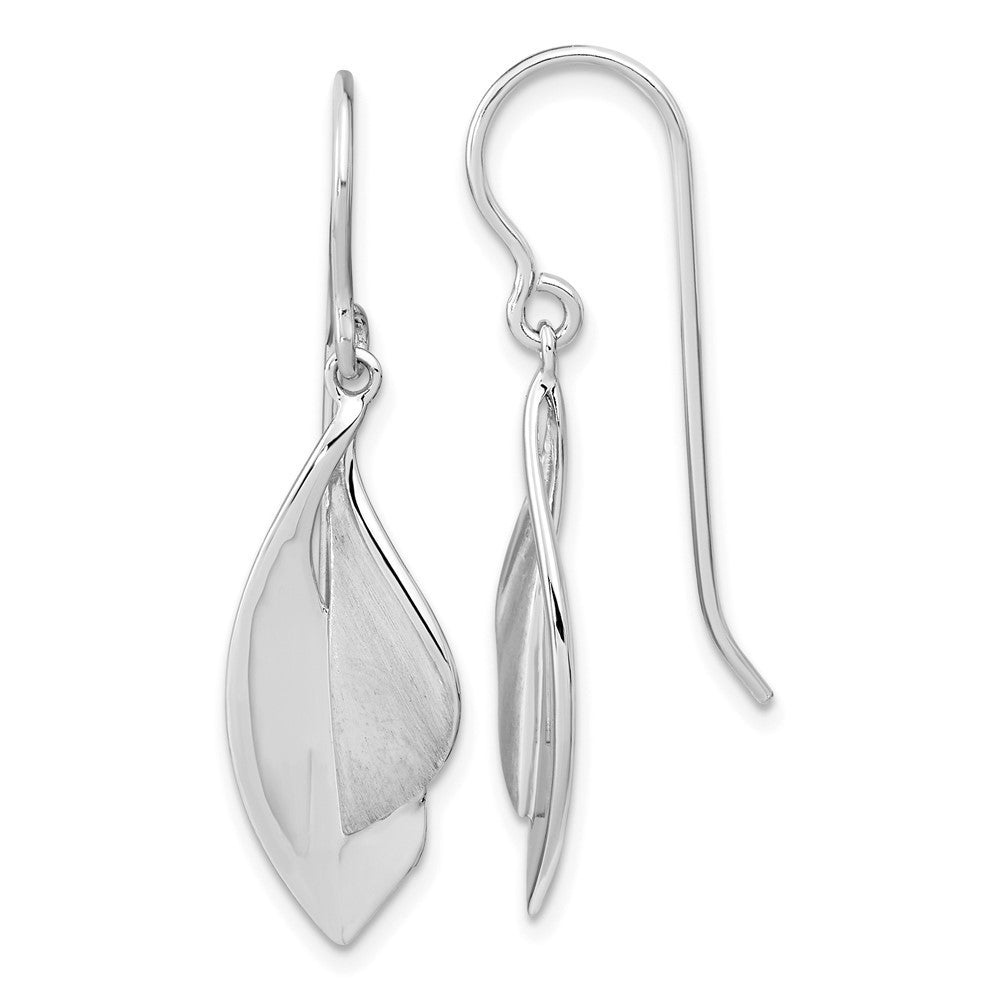 Sterling Silver RH plate Brushed and Polished Shephard Hook Dangle Earrings